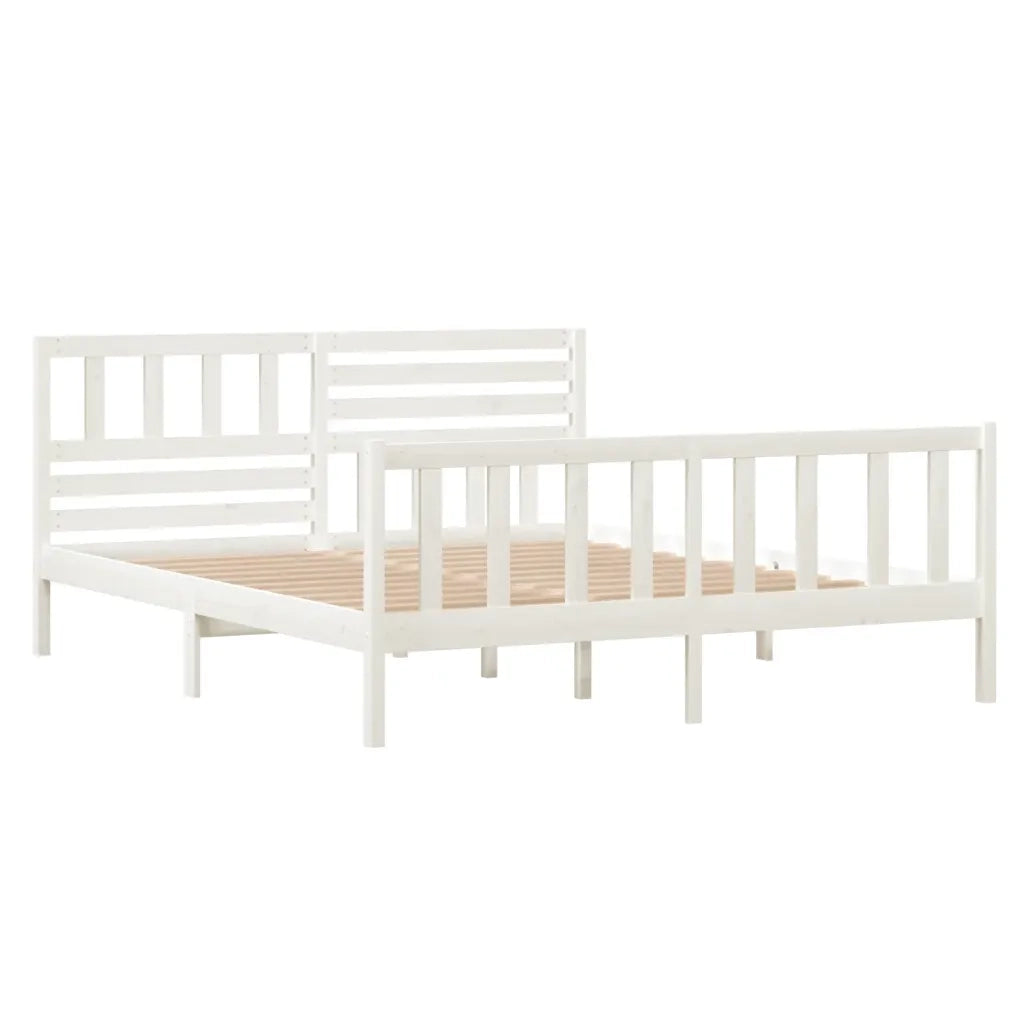 Giroletto-Struttura Letto Bianco in Legno Massello 140x190 cm 518668