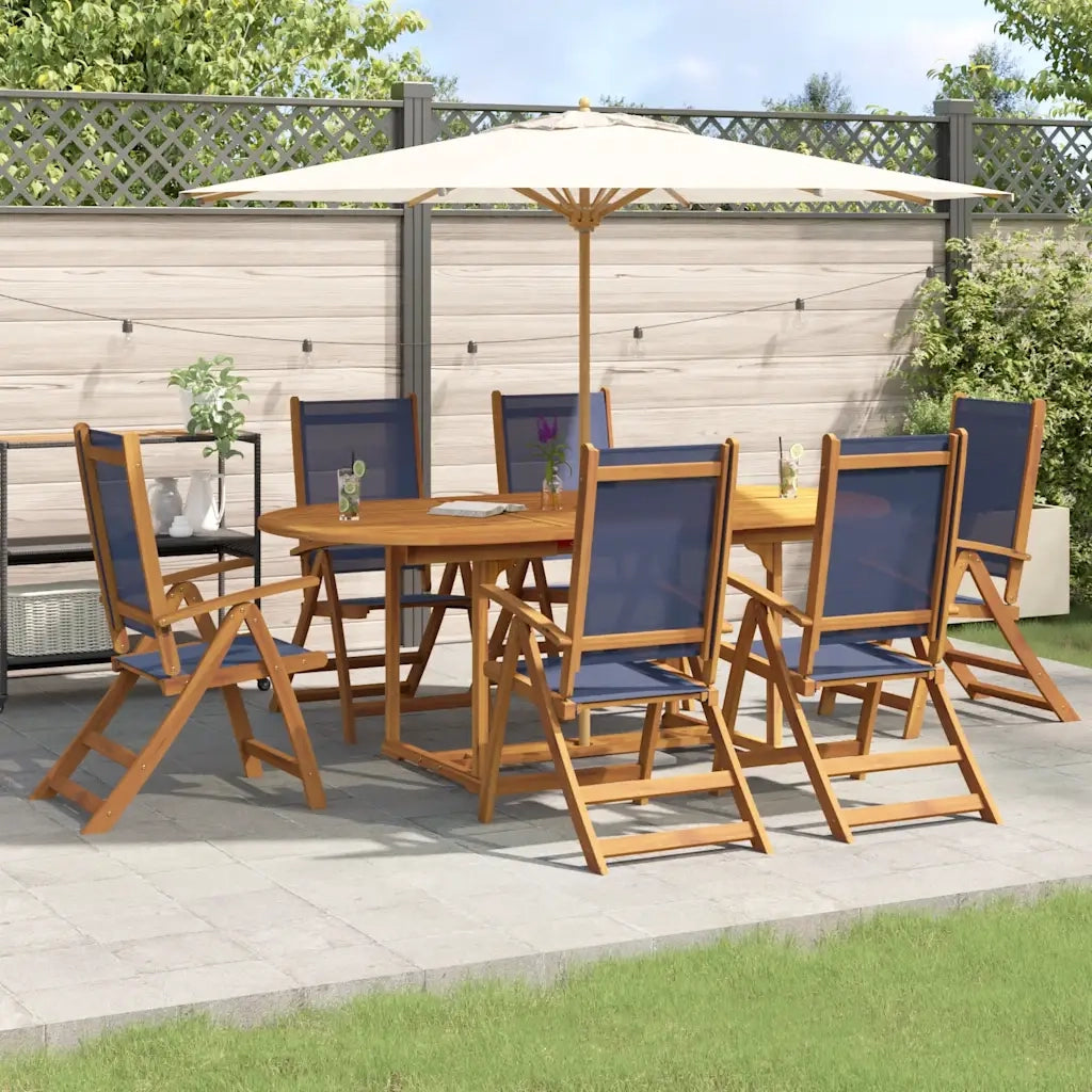 Set Pranzo da Giardino 7pz Legno Massello di Acacia e Textilene