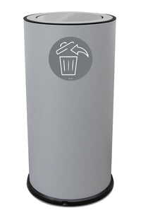 Pattumiera Per Raccolta Differenziata Ø35xh72 cm In Acciaio Verniciato con Coperchio Basculante Grigio