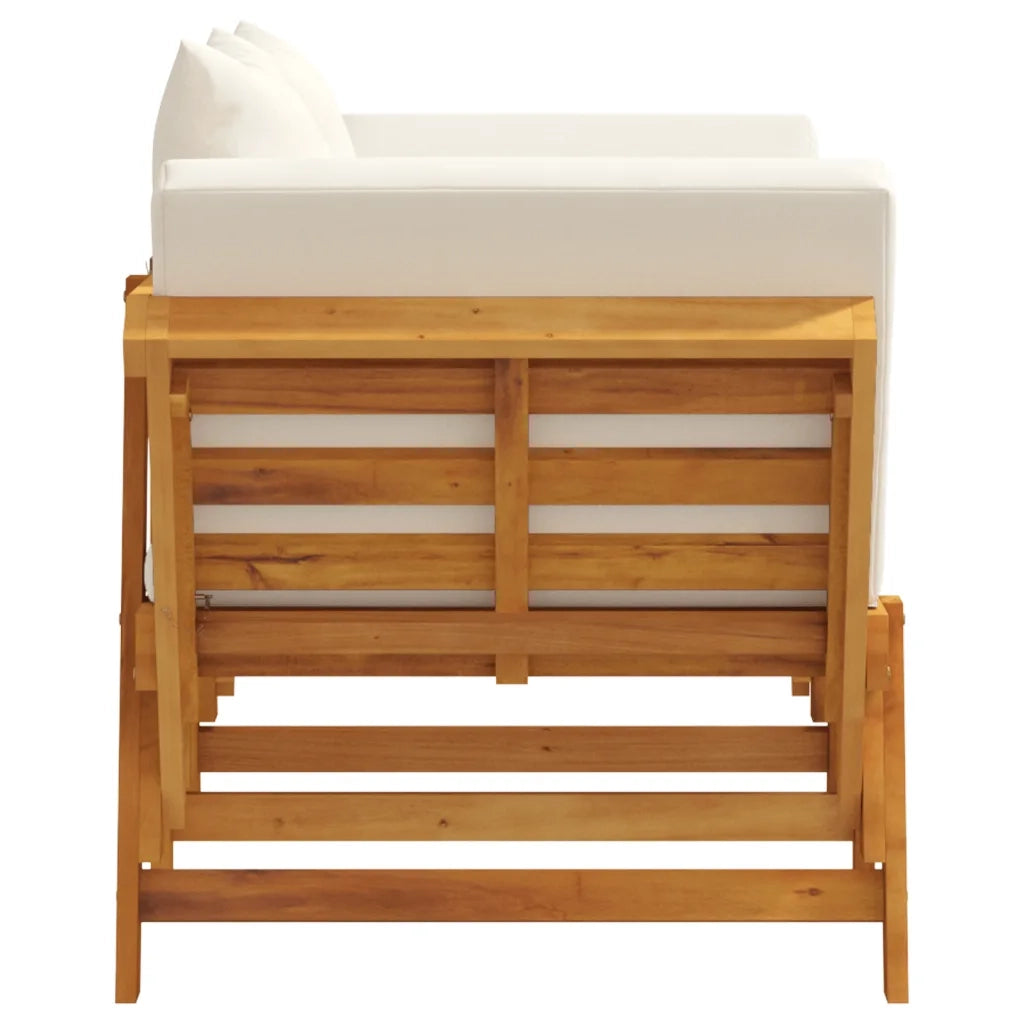 Panca da Giardino con Cuscini-Sgabello-Panca da esterno 2-in-1 in Legno di Acacia 905113