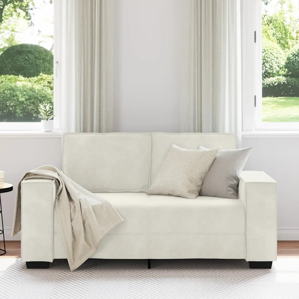 Divano a 2 Posti crema 160x78x84 cm in Velluto 4105018