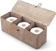Cassa di conservazione bianca a forma di alghe - intrecciata naturalmente - rettangolare - con coperchio - giocattolo per snack - 42 x 14 x 14 cm