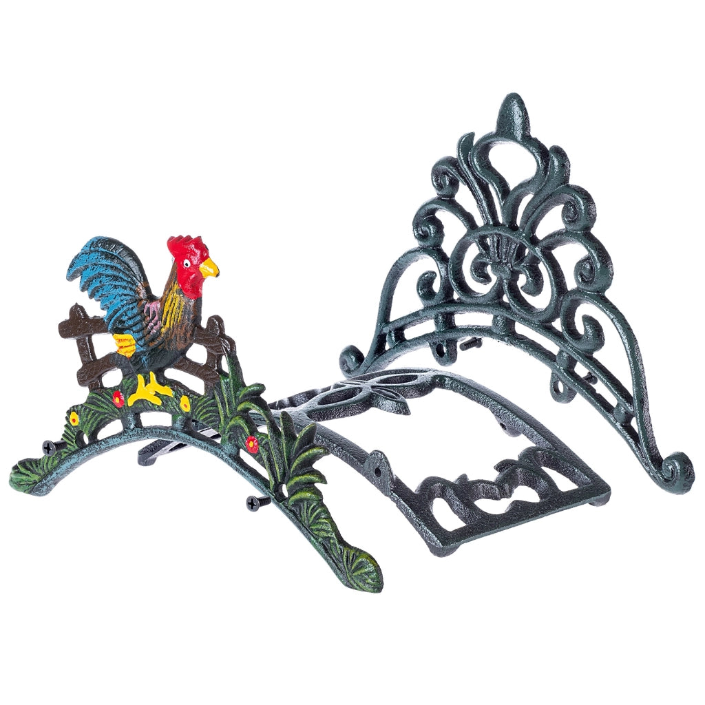 Supporto da parete per tubo da giardino KADAX, in ghisa, robusto, decorativo, con gallo