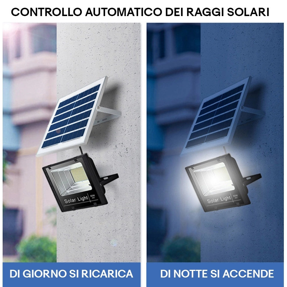 Trade Shop - Faro A Led Con Pannello Solare 200 W Luce Bianca Fredda 6500k Batterie Al Litio -