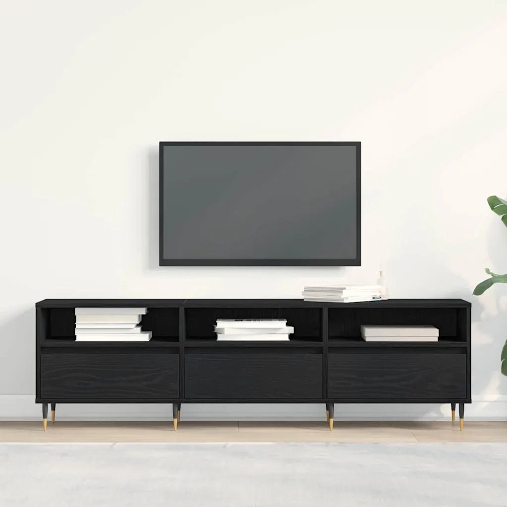 Mobile TV Rovere Nero 150 x 30 x 44,5 cm Legno multistrato 862876
