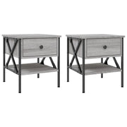 Set di 2 Comodini | Armadio da Notte | Mobiletto da notte Grigio Sonoma 40x42x45 cm in Legno Multistrato