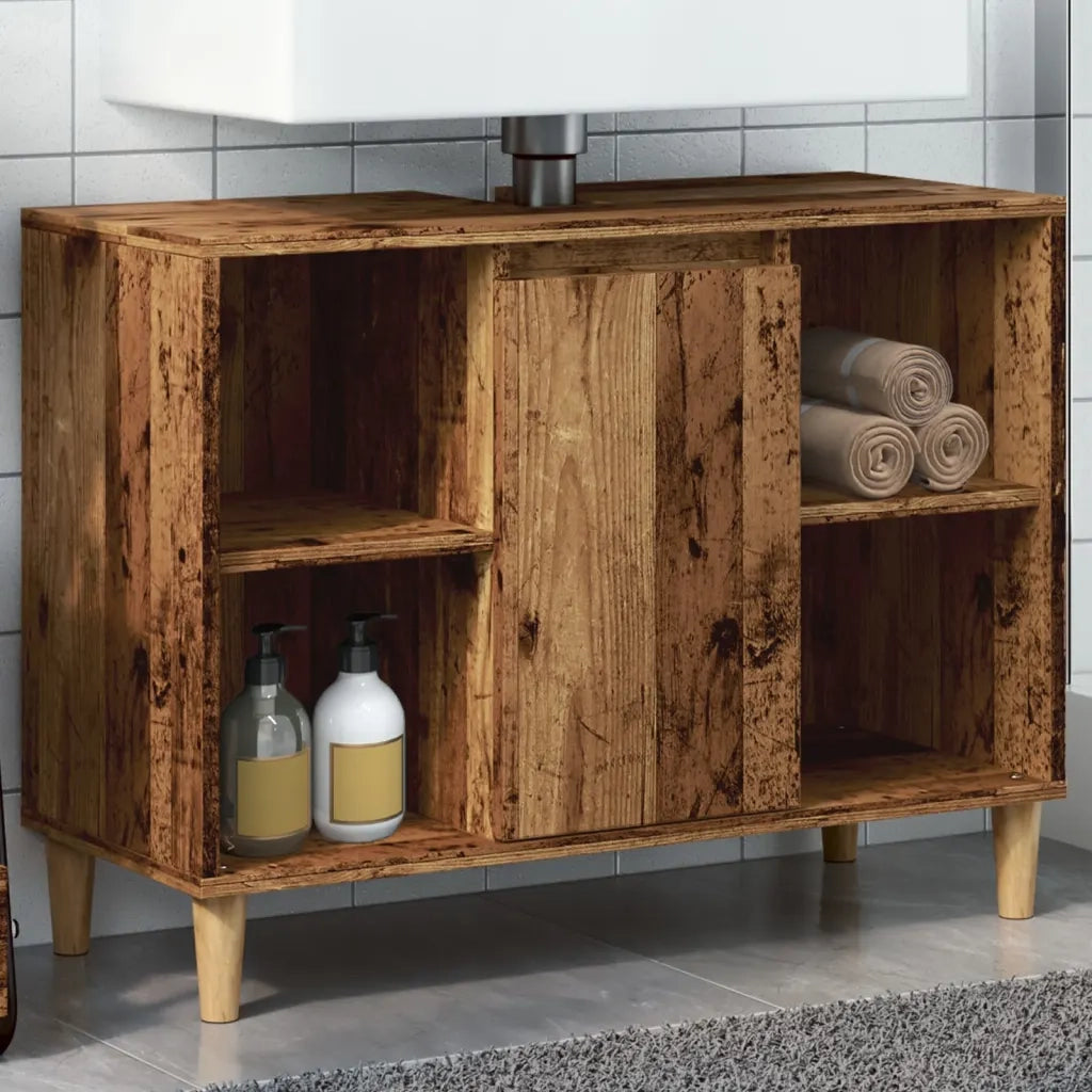 Mobile da Bagno Legno Antico 80x33x60 cm in Legno Multistrato 857133
