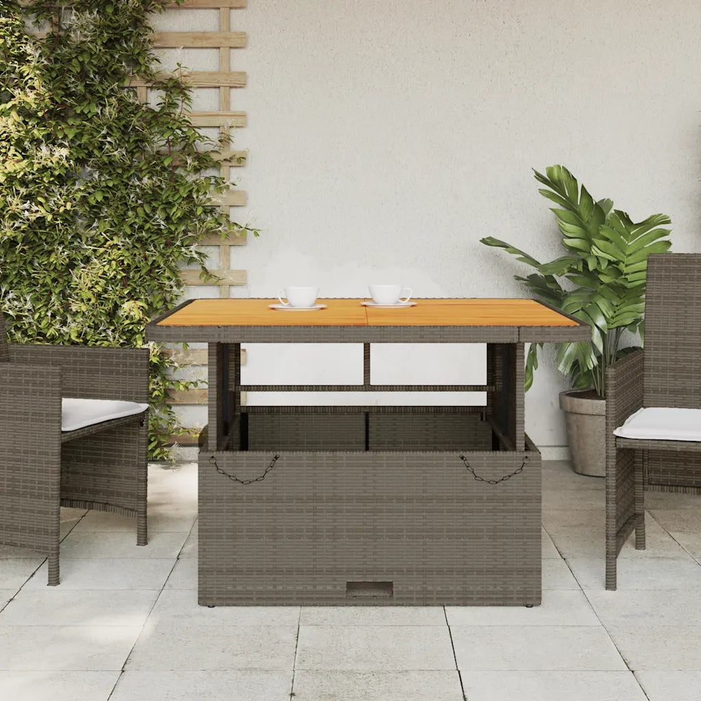Tavolo Giardino Grigio 110x110x71cm Polyrattan Legno di Acaciacod mxl 87715