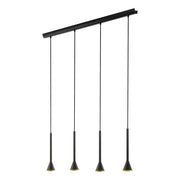 Lampadario Contemporaneo Cortaderas Acciaio Nero Oro 4 Luci Gu10 4,8W