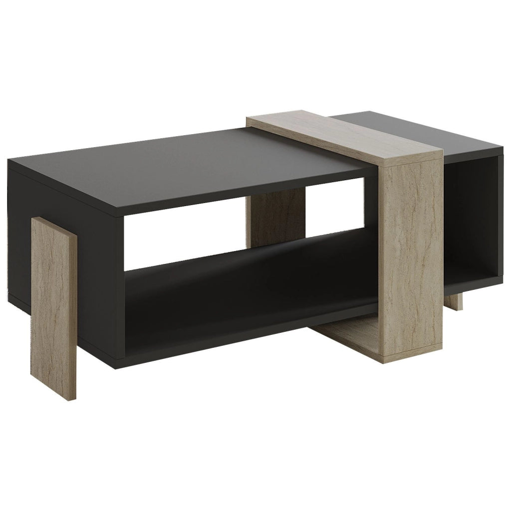Tavolino in legno "Meleni" - 90 x 49 x 40 cm - Grigio antracite