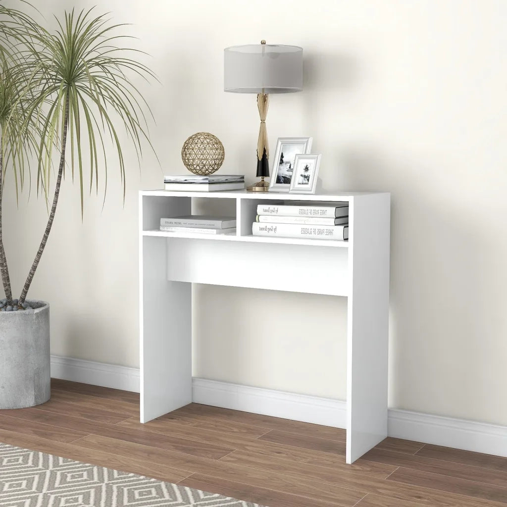 Tavolino Consolle Bianco 78x30x80 cm in Legno Multistrato 808296