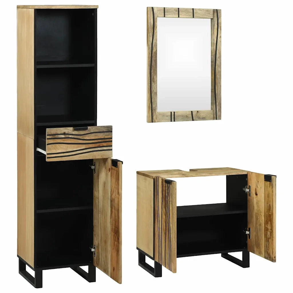 Set di mobili per il bagno 3 pcs Marrone Legno multistrato