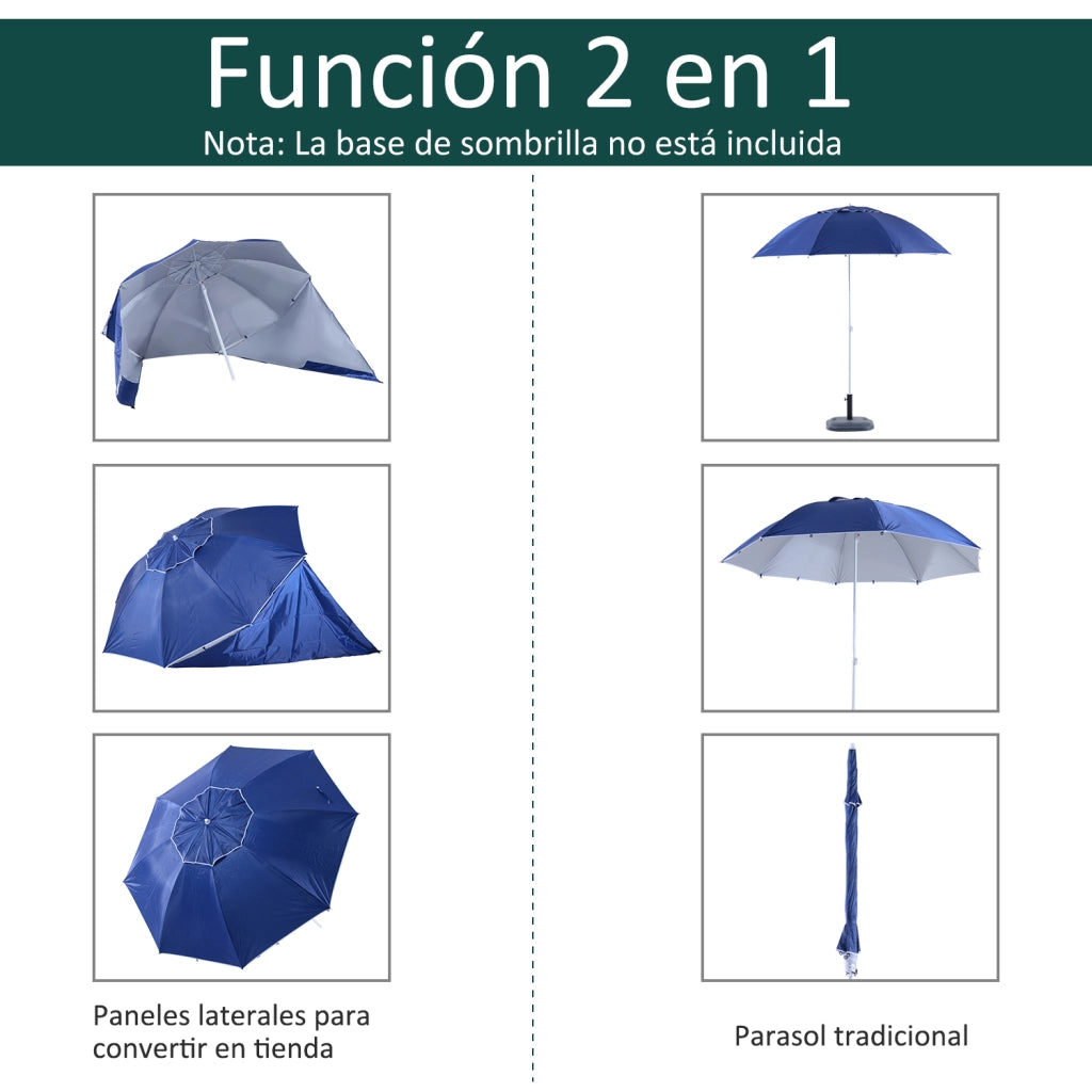 Tenda da sole da spiaggia 2 in 1 ¨C zephmum ¨C 210x222 cm blu