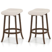 Set di 2 sgabelli da bar senza schienale 46 x 43 x 74 cm seduta girevole comfort ergonomico stile moderno legno di caucciù marrone 20_0011965