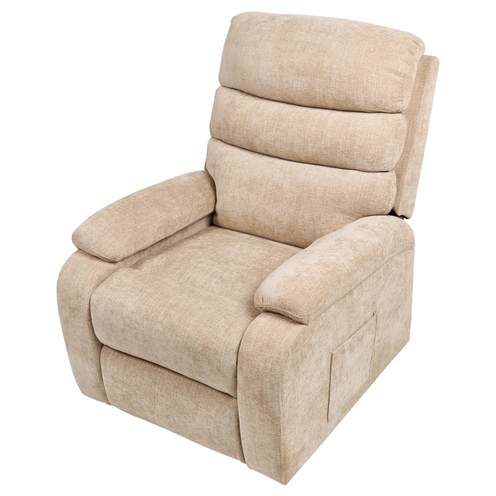 Poltrona reclinabile elettrica Beige Poliestere Imbottita Seduta singola con poggiapiedi Funzione di sollevamento Design moderno Relax