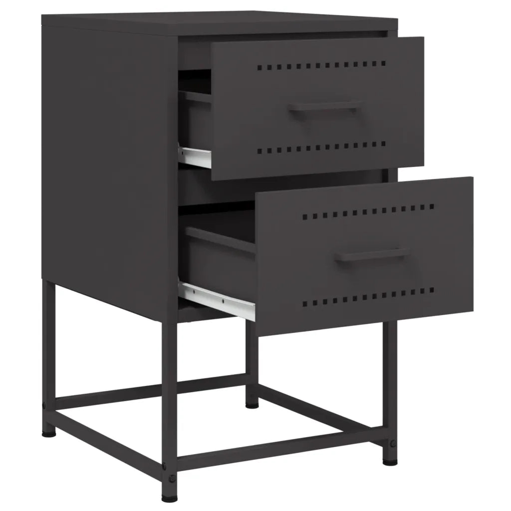 Set di 2 Comodini | Armadio da Notte | Mobiletto da notte Neri 36x39x60,5 cm in Acciaio