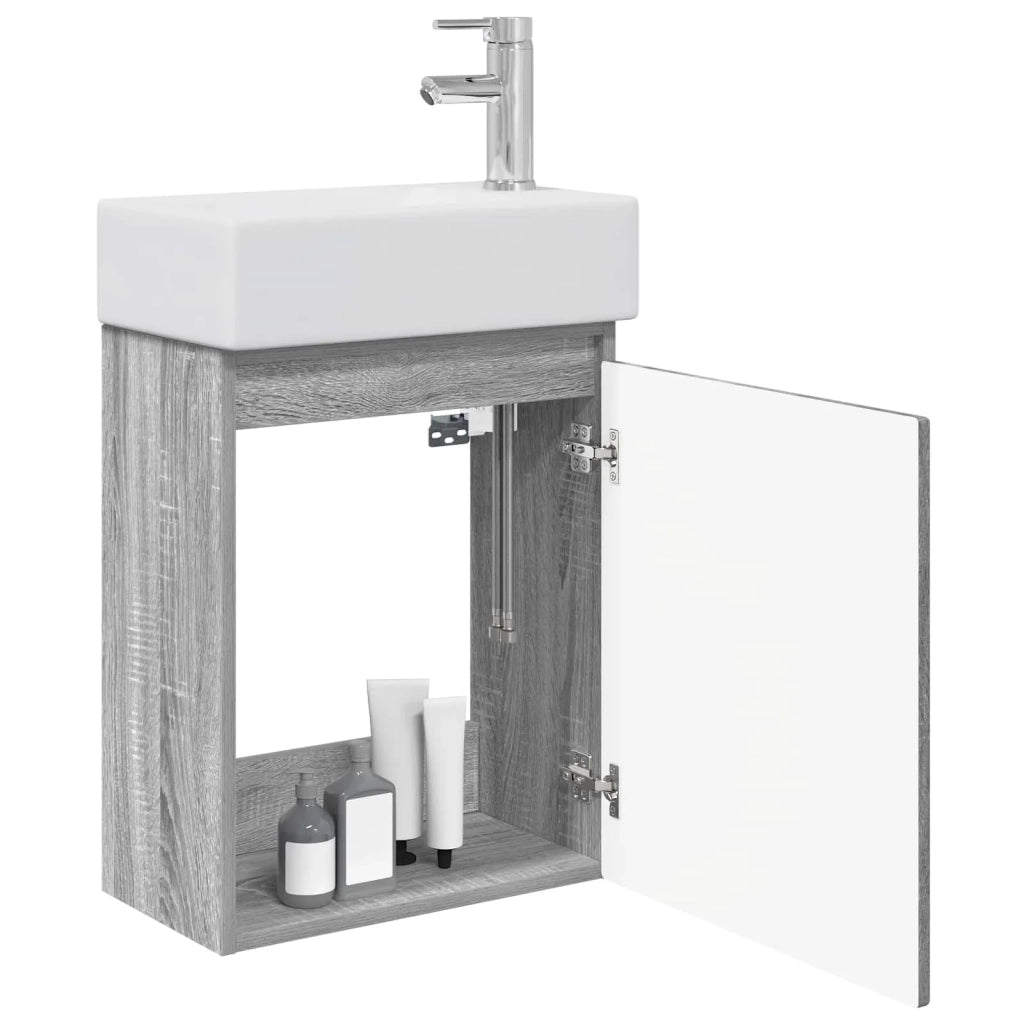 Mobile bagno con rubinetto Sonoma grigio 45,5 x 22,5 x 84 cm 889457