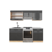 Vicco Cucina componibile Antracite lucido/oro power oak 200 cm , PL Marmo