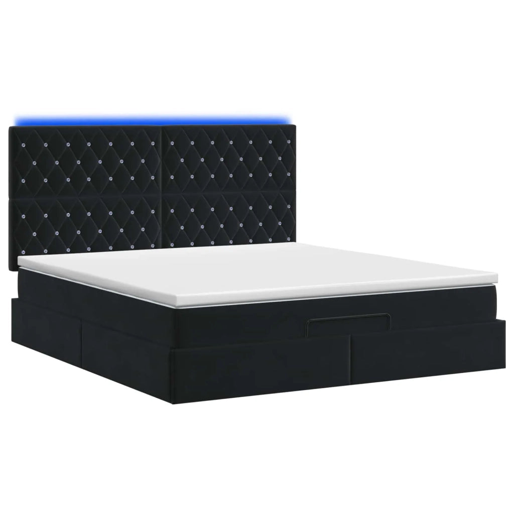 Letto Ottomano con Materasso e LED Nero 140 x 190 cm Velluto 3458231