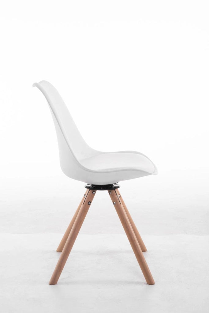 Sedia design Troyes Girevole Similpelle Rotondo bianco,natura