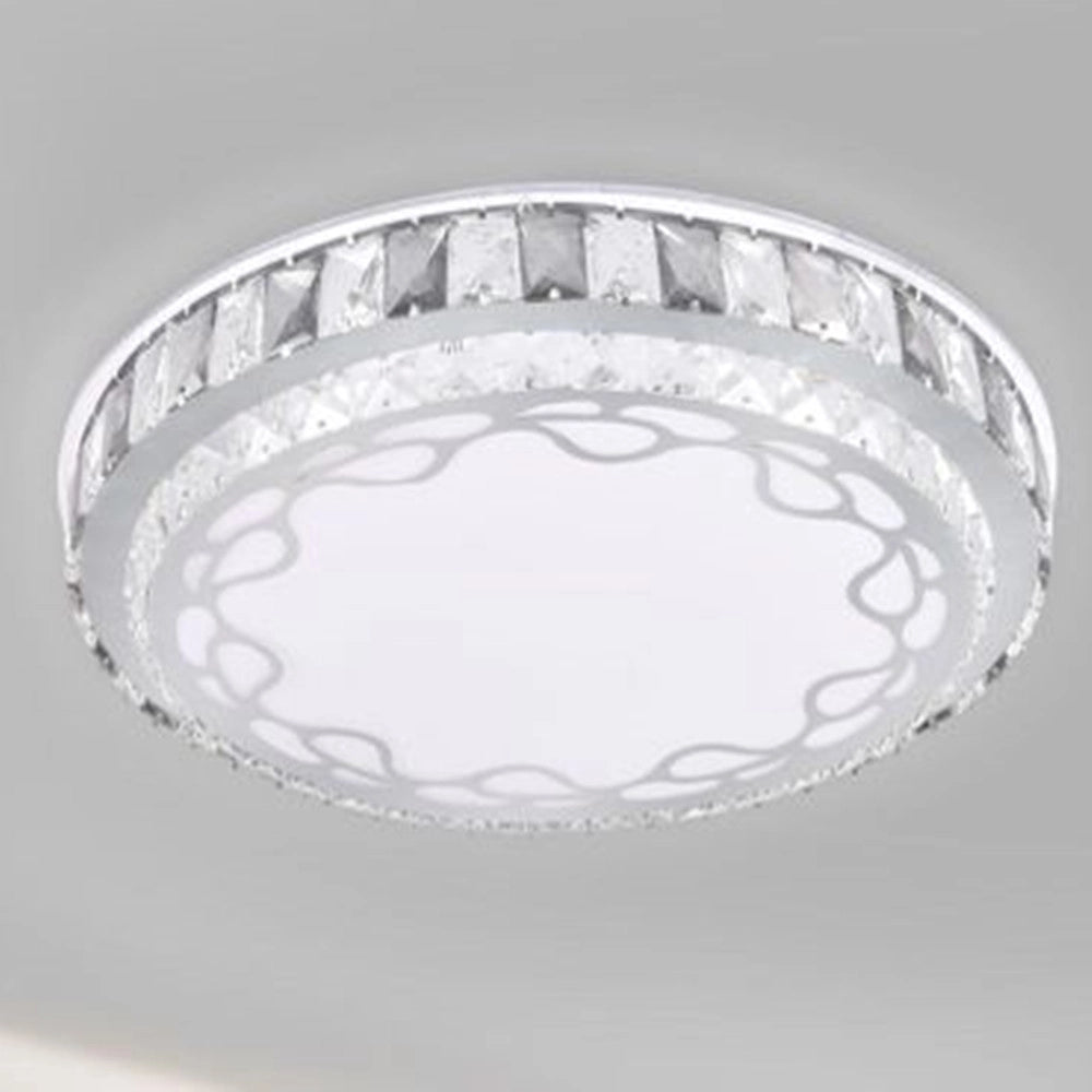 Trade Shop - Plafoniera Soffitto 65w ø50cm Led A Strati Cristalli Decoro Astratto Luce Fredda 33904 -
