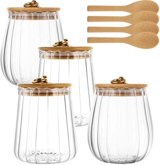 Bacchetta di conservazione 650 ml - Contenitore di scorta con coperchio in legno - Contenitore in vetro - Libero da BPA - Resistentente al lavastoviglie - Sostenibile - Contenitore di archiviazione