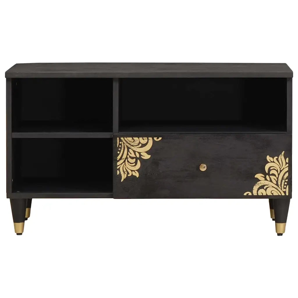 Mobile TV-Credenza per TV-Console TV Nero 80 x 33 x 46 cm Legno di mango massello 937769