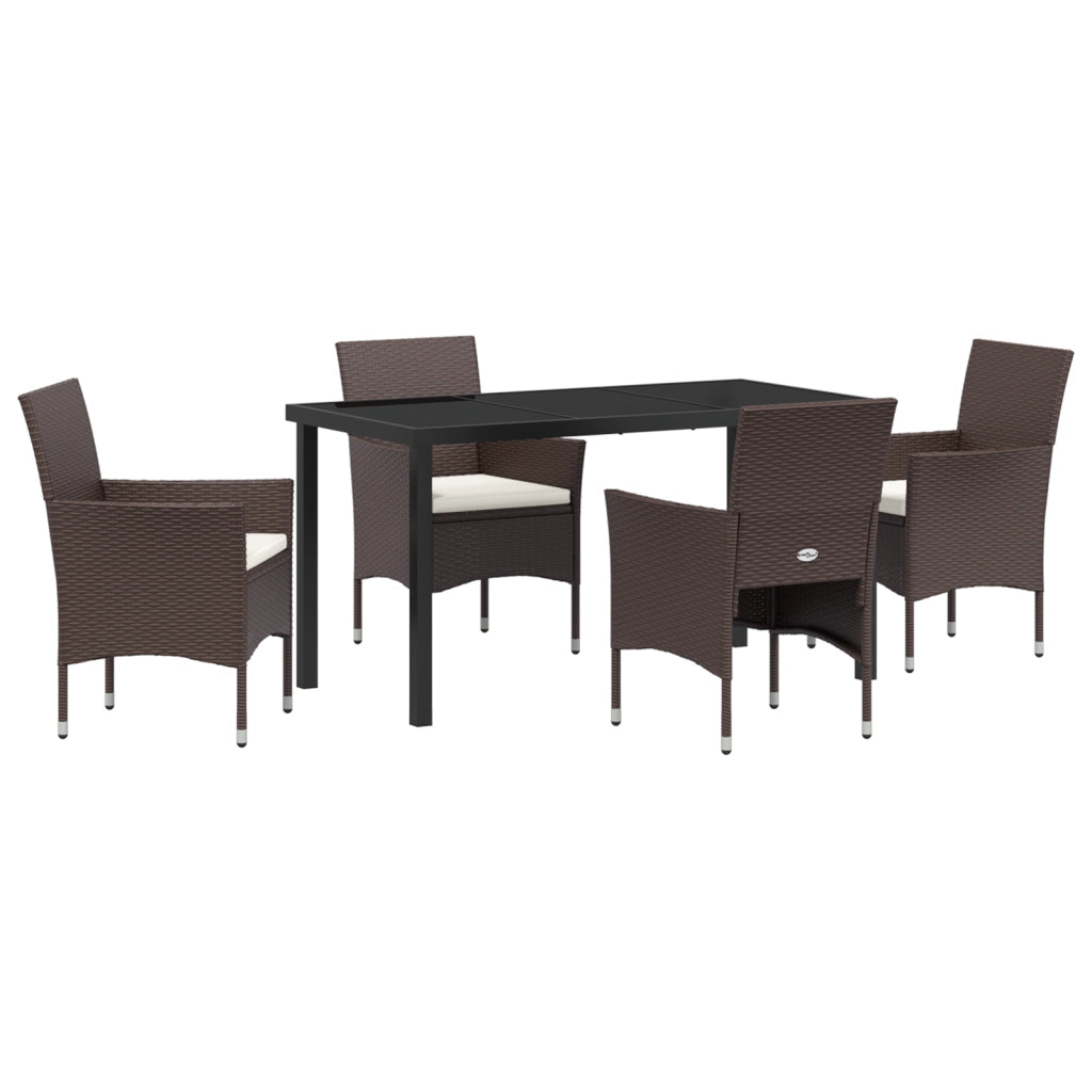 Set di Mobili da Giardino 5 Pezzi Marrone Polyrattan