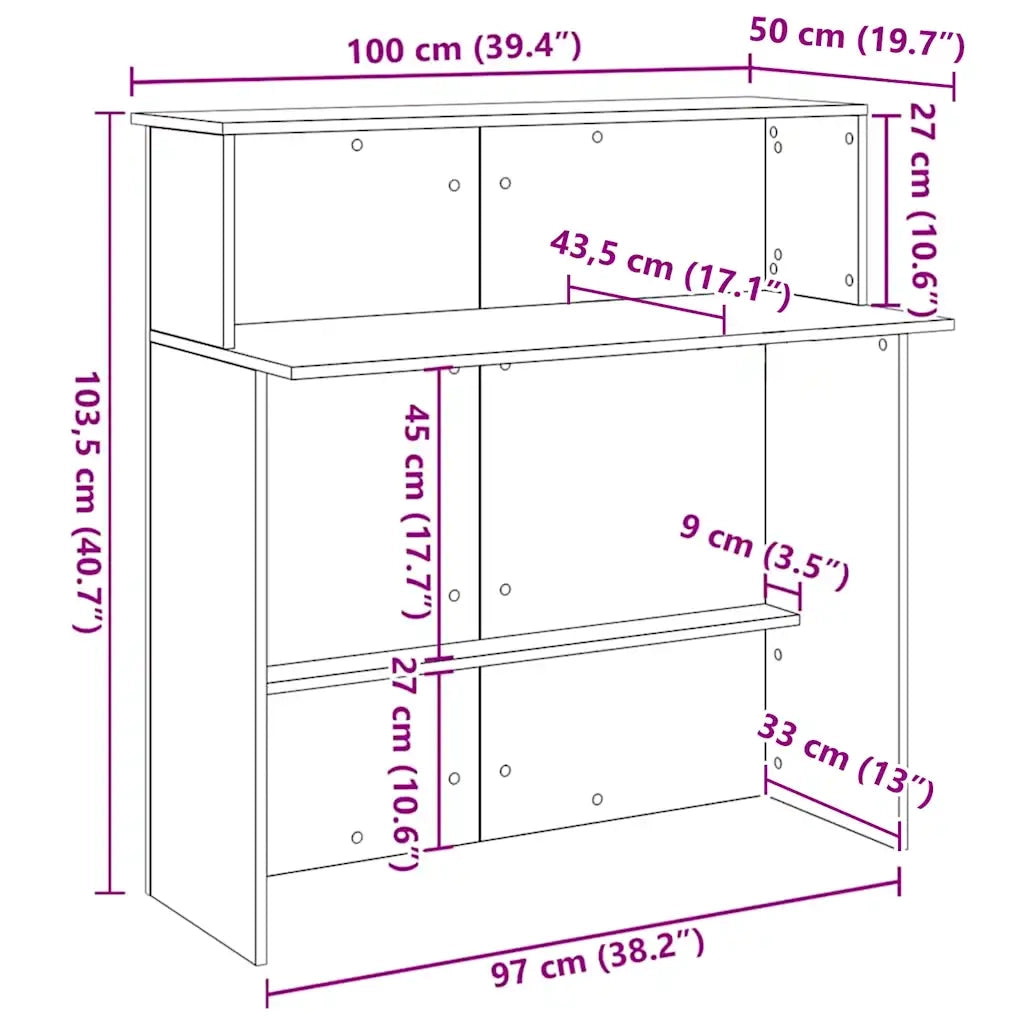 Banco Reception Rovere Fumo 100x50x103,5cm in Legno Multistrato 859028