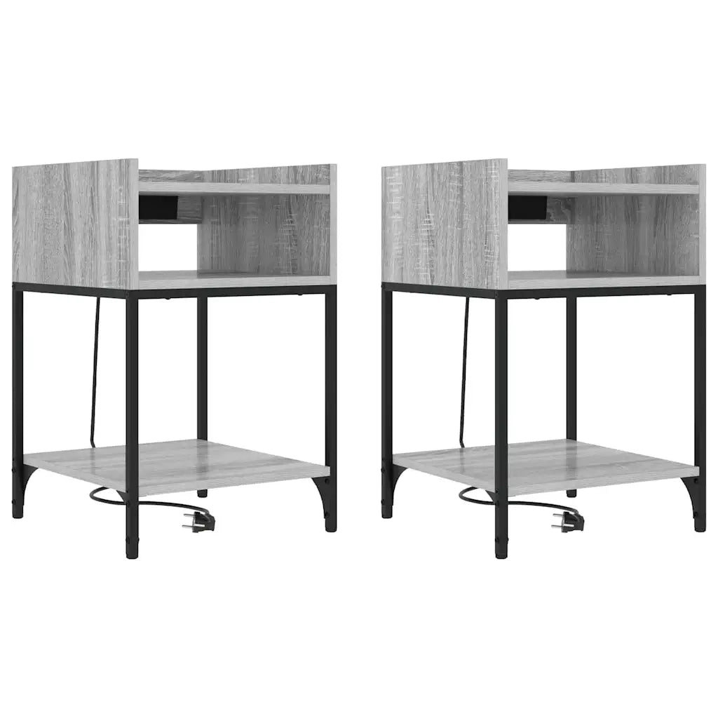 vidaXL Mobiletti da Notte 2 pcs Grigio sonoma 40 x 40 x 61 cm