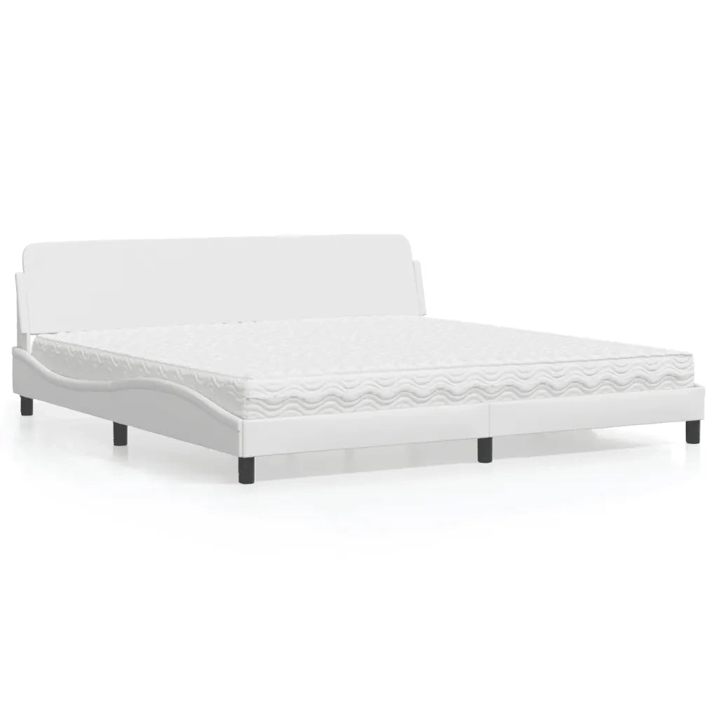 Letto con Materasso Dover Bianco 200x200cm in Similpelle 3208478