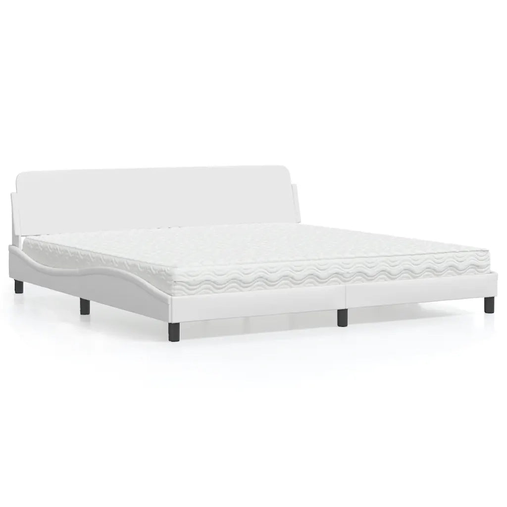 Letto con Materasso Dover Bianco 200x200cm in Similpelle 3208478