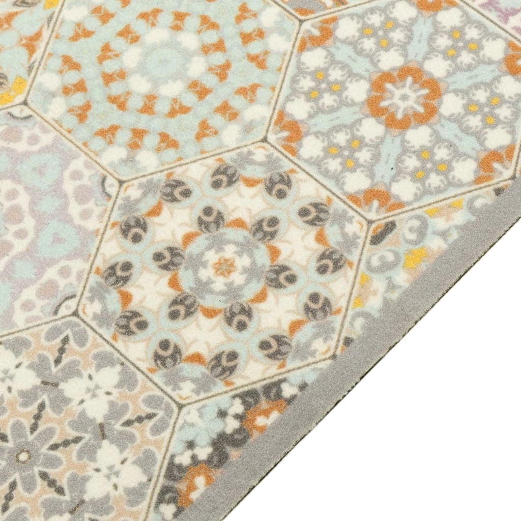 Tappetino da cucina lavabile morbido design esagonale 300 x 60 cm antiscivolo velluto pastello 02_0056470