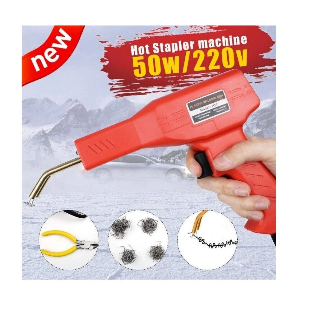 Saldatore ad Aria calda per Riparare Plastica auto paraurti 50W con 200 Graffette e pinza
