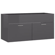 Mobile Lavabo | Armadio Lavabo Grigio Lucido 90x38,5x46 cm in Legno Multistrato