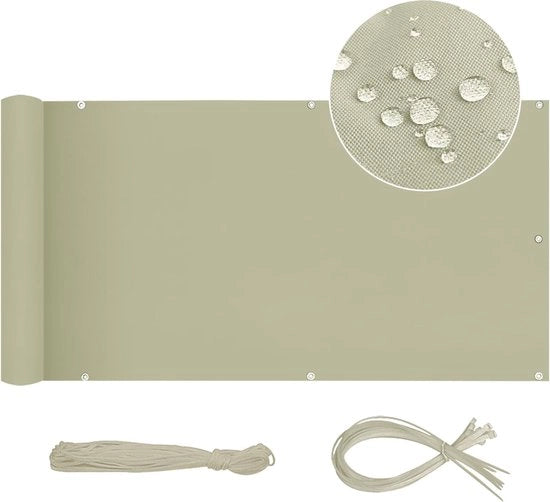 Schermo per balcone, protezione vista, copertura balcone, 80 x 600 cm, rivestimento balcone, opaco, impermeabile, protezione dal vento, con anelli di fissaggio, cavi avvolgenti in nylon e corda, 80 x 600