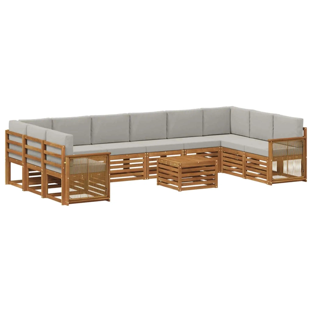 Set di divani da esterno 8 pcs Naturale e Grigio Chiaro