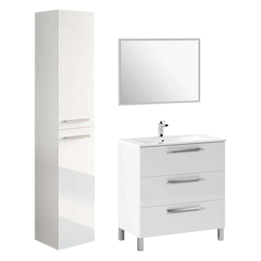 Berici, set Mobili Bagno Specchio Incluso, Bianco Lucido