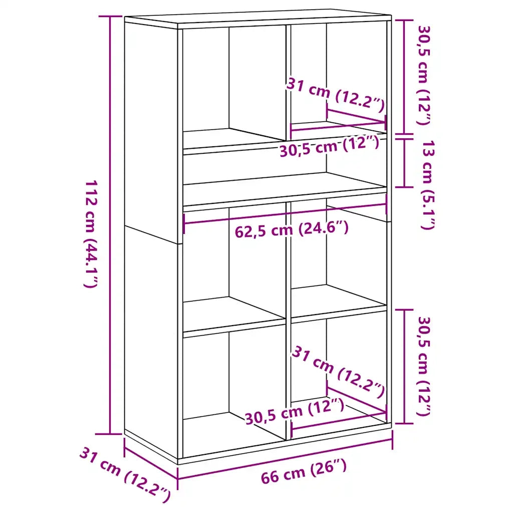 vidaXL Libreria Rovere Marrone 66x31x112 cm in Legno Multistrato