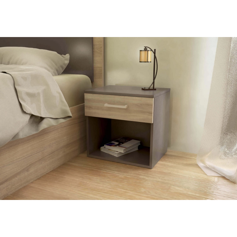 COMODINO NIGHTSTAND GRIGIO E OLMO