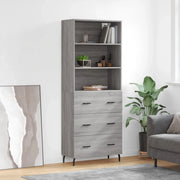 Credenza-Buffet-Armadio da cucina Grigio Sonoma 69,5x34x180 cm in Legno Multistrato 224971