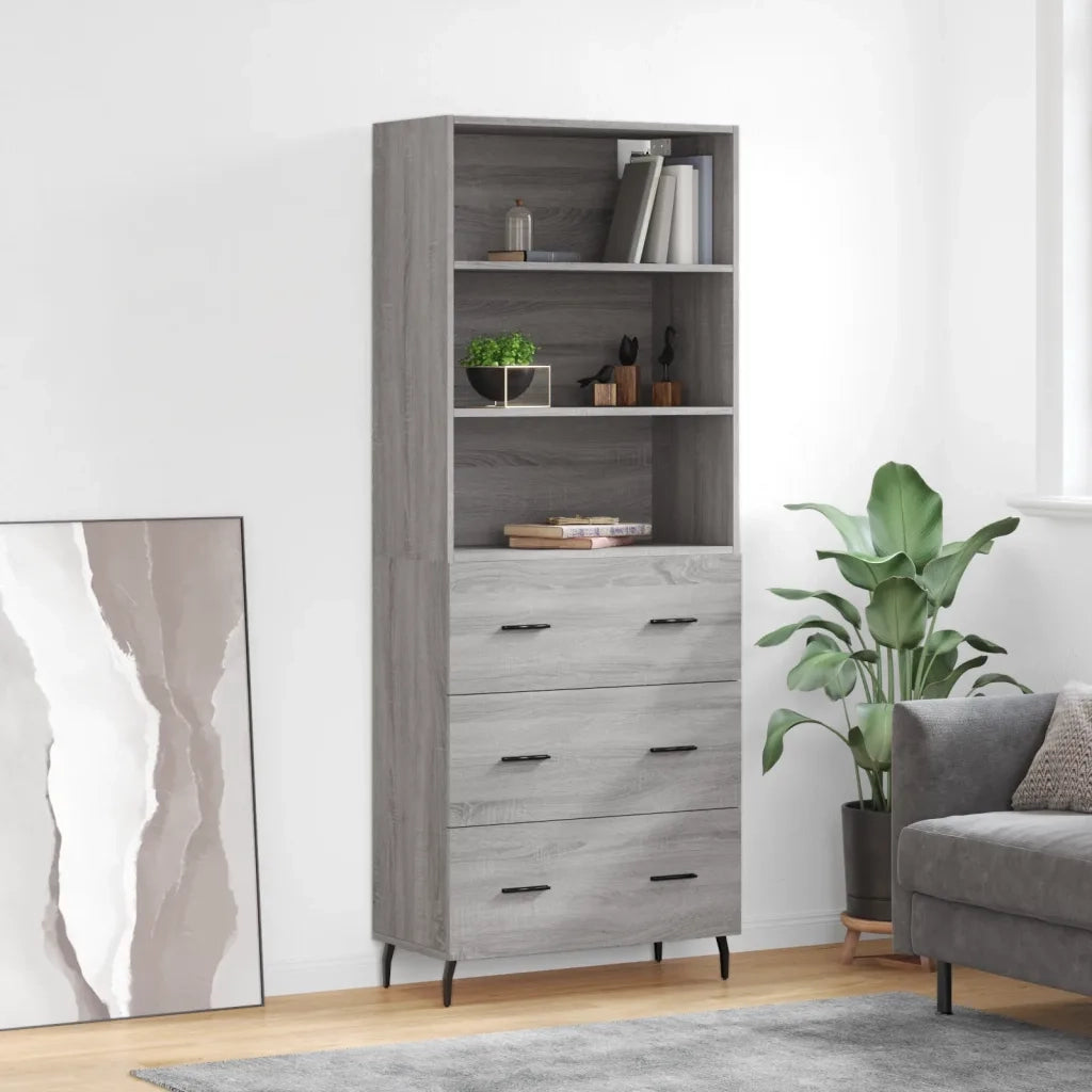 Credenza-Buffet-Armadio da cucina Grigio Sonoma 69,5x34x180 cm in Legno Multistrato 224971