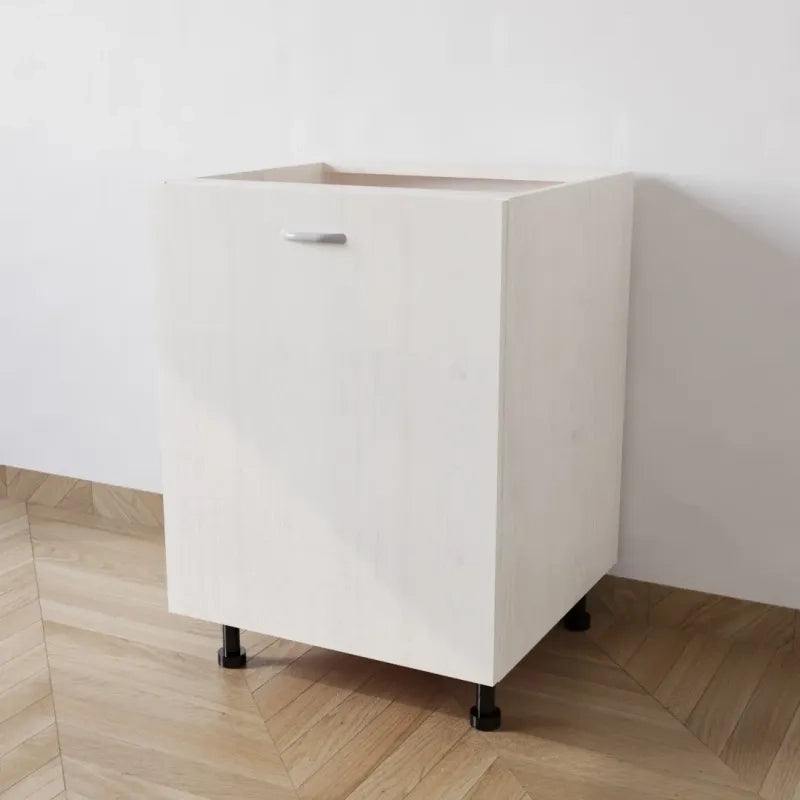 Mobile Base 60 Compreso Di Anta. H 72 Cm L 60 Cm P 55.5 Cm. Spedizione In Kit Larice Bianco