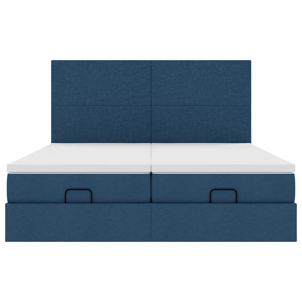 Struttura Letto Pouf con Materassi Blu 180x200cm in Tessuto 3313677