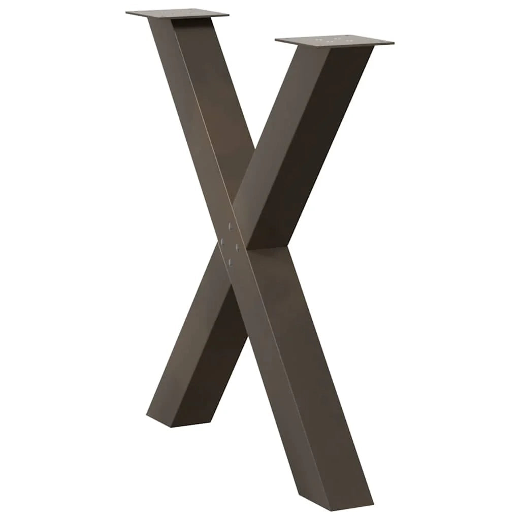 Set di 2 gambe per tavolo da pranzo a forma di X robuste e dal design moderno 70 x 72-73 cm in acciaio naturale 02_0057251