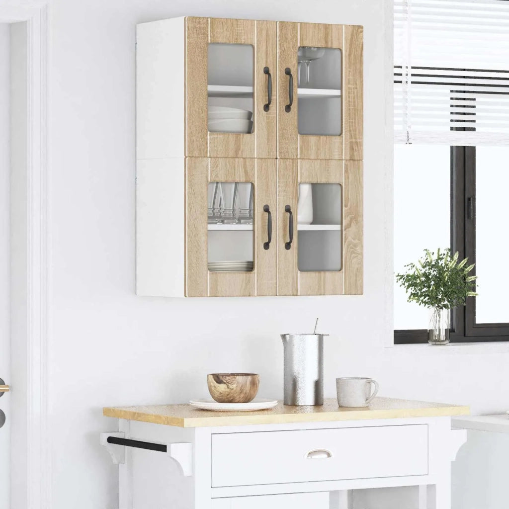 Pensile da cucina | Mobile in vetro da parete PORTO Rovere Sonoma 60 x 31 x 40 cm