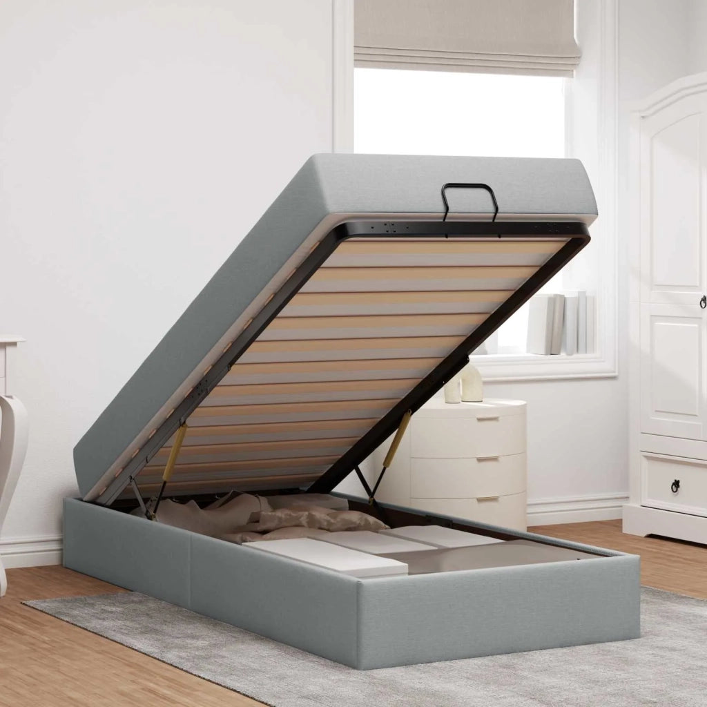 Struttura letto con materasso 2 pcs Grigio chiaro Tessuto