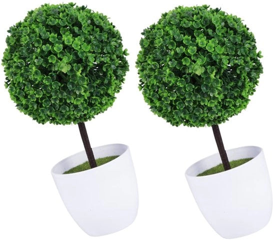 Decorazioni per tavolo in legno - Ornamenti - Realistici - Set di 2 - Albero con cespuglio verde - Decorazioni per stanza da pranzo