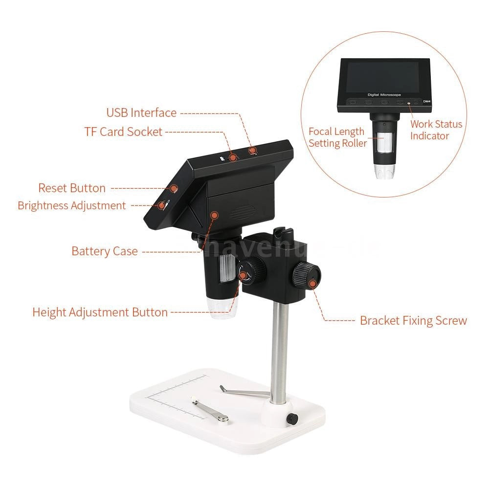 Trade Shop - Microscopio Elettronico Digitale Usb Ingrandimento Zoom 1000x Regolabile 8 Led -