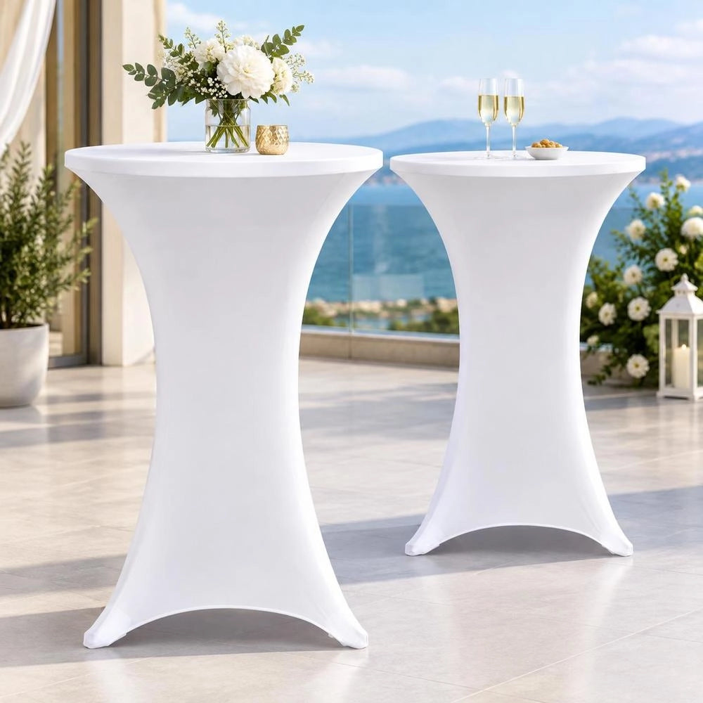 2 X Table Cover For Standing Table, Stretch Cover 70 Cm, White